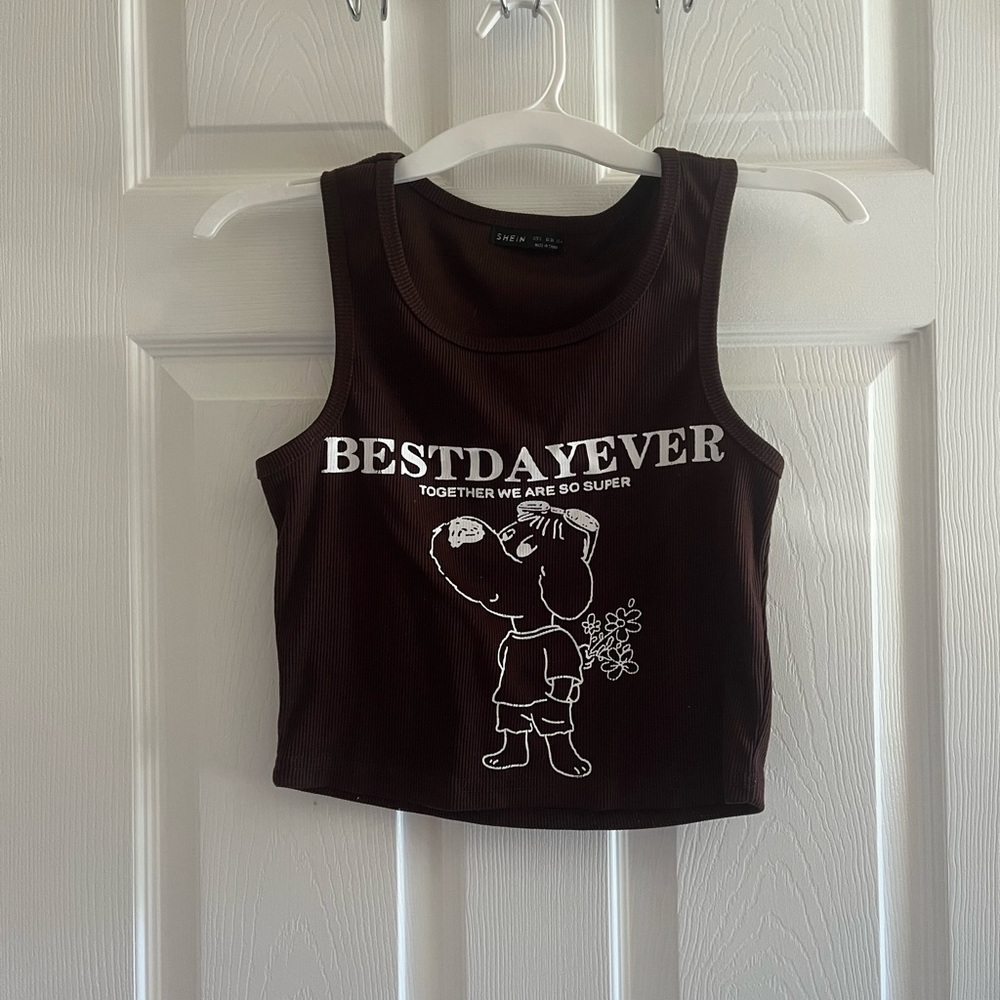 Brown graphic tank top